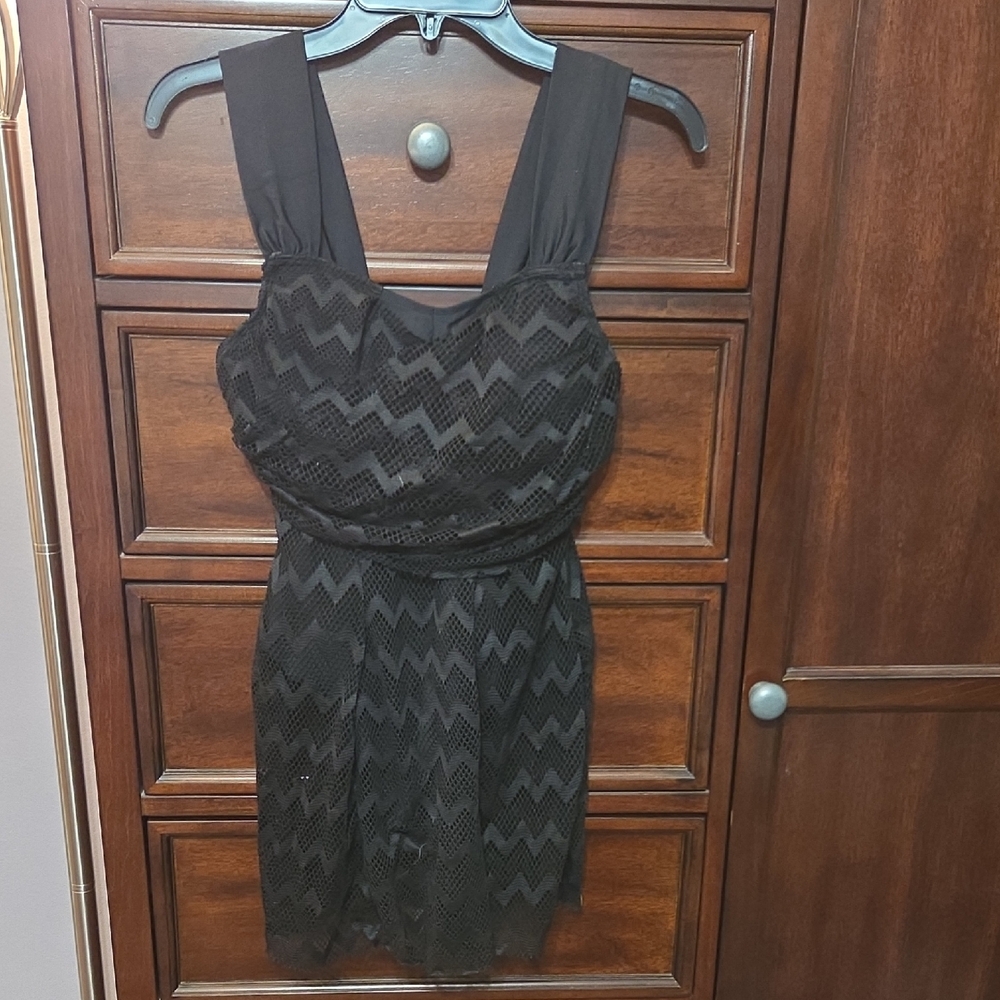 Shein Black Chevron One Piece Swim Wear Womens M